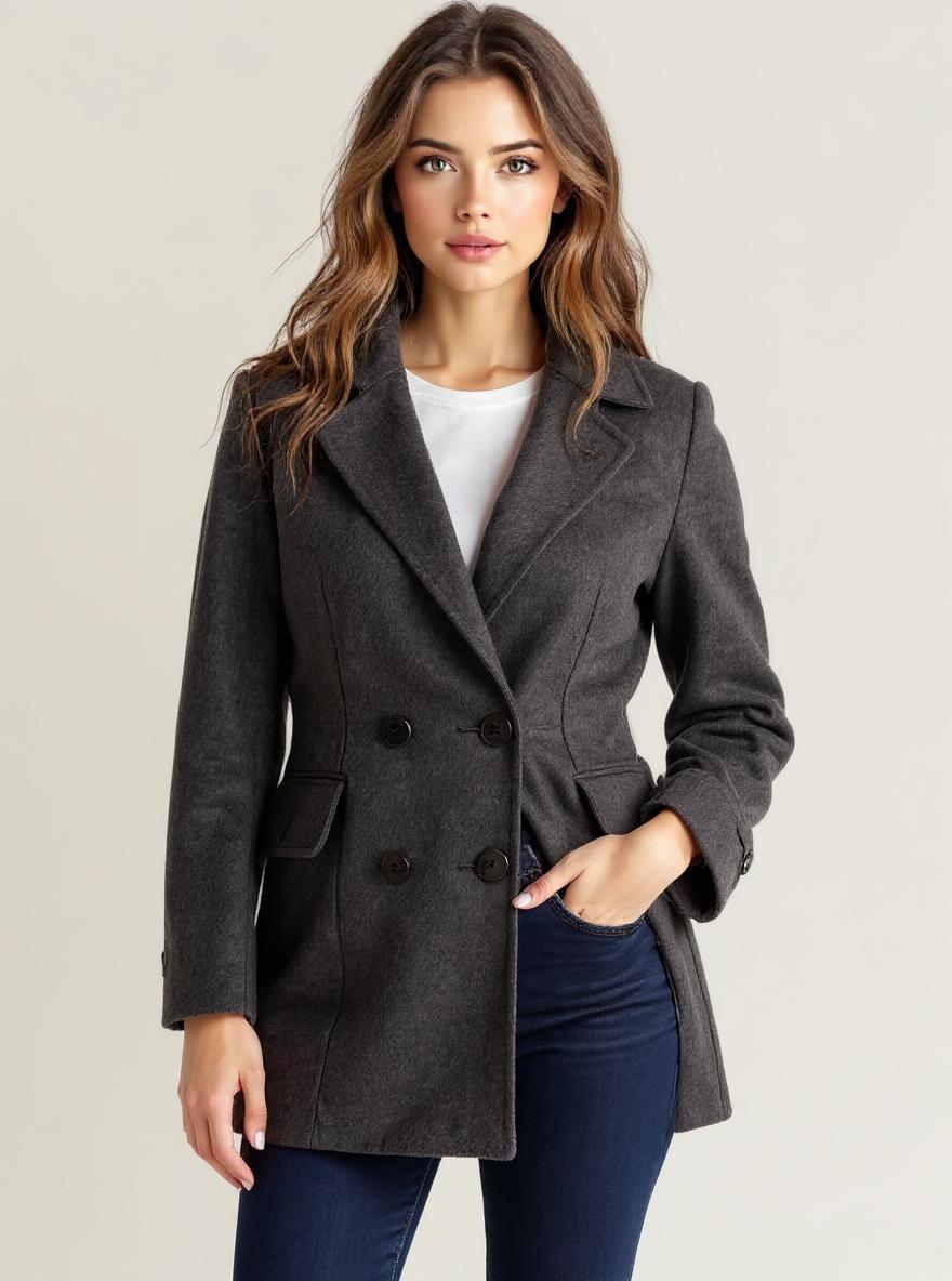 Charcoal Wool Peacoat